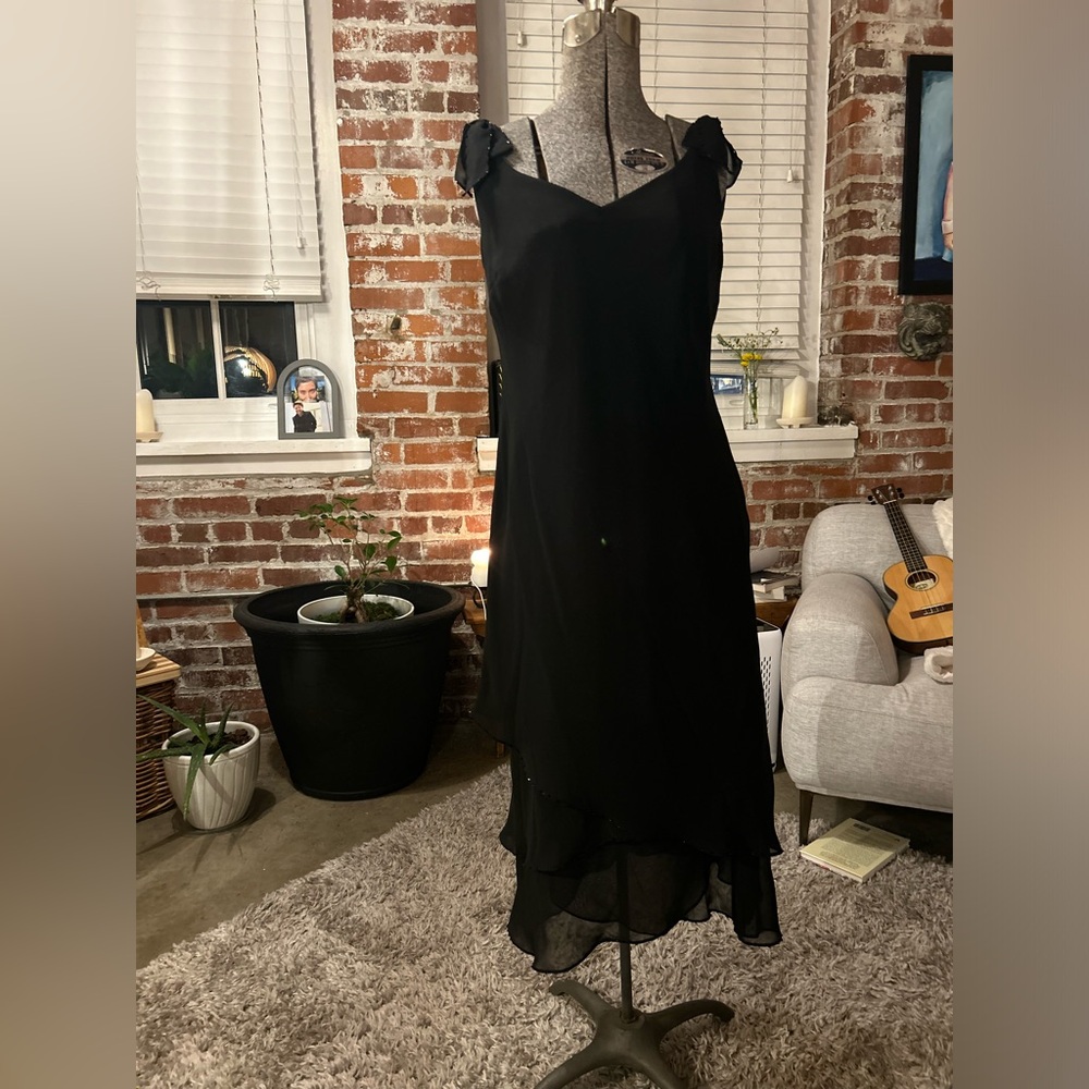 Vintage 90s Black Flapper style Dress